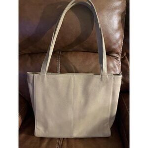 🆕Women Taupe Genuine Leather Work Leather Shoulder Laptop Compartment Handbag